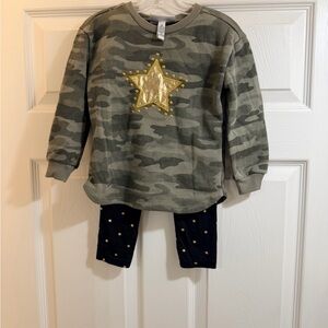 Camouflage Star Sweatshirt and Leggings Set